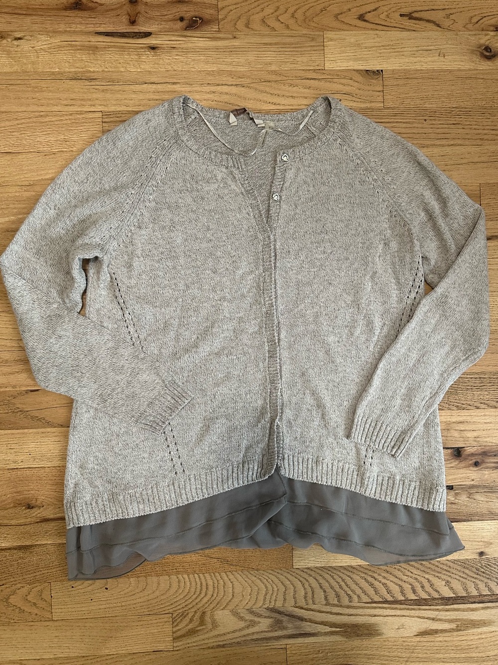 Soft Surroundings Cotton-Linen Blend Ruffle Hem Cardigan